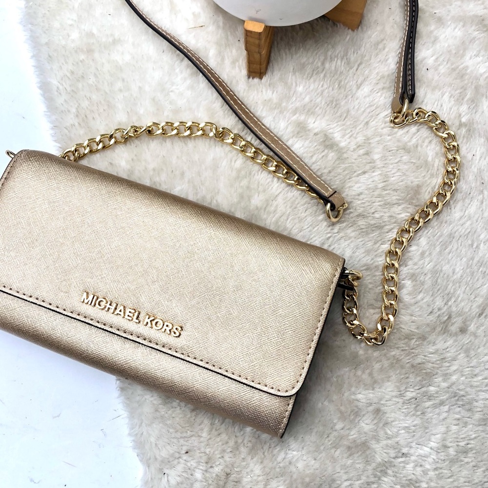 *NWOT MK | Jet Set Travel Saffiano Chain Wallet
